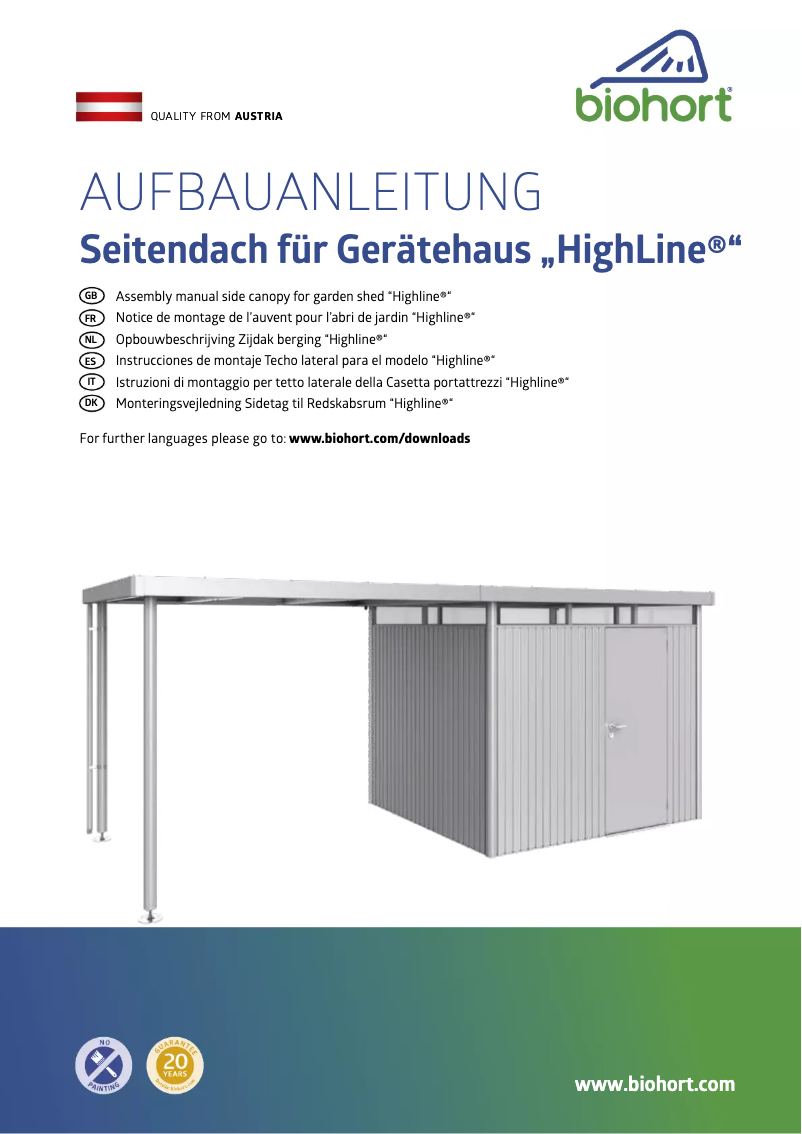 Página 1 del manual Manual de usuario Biohort Highline