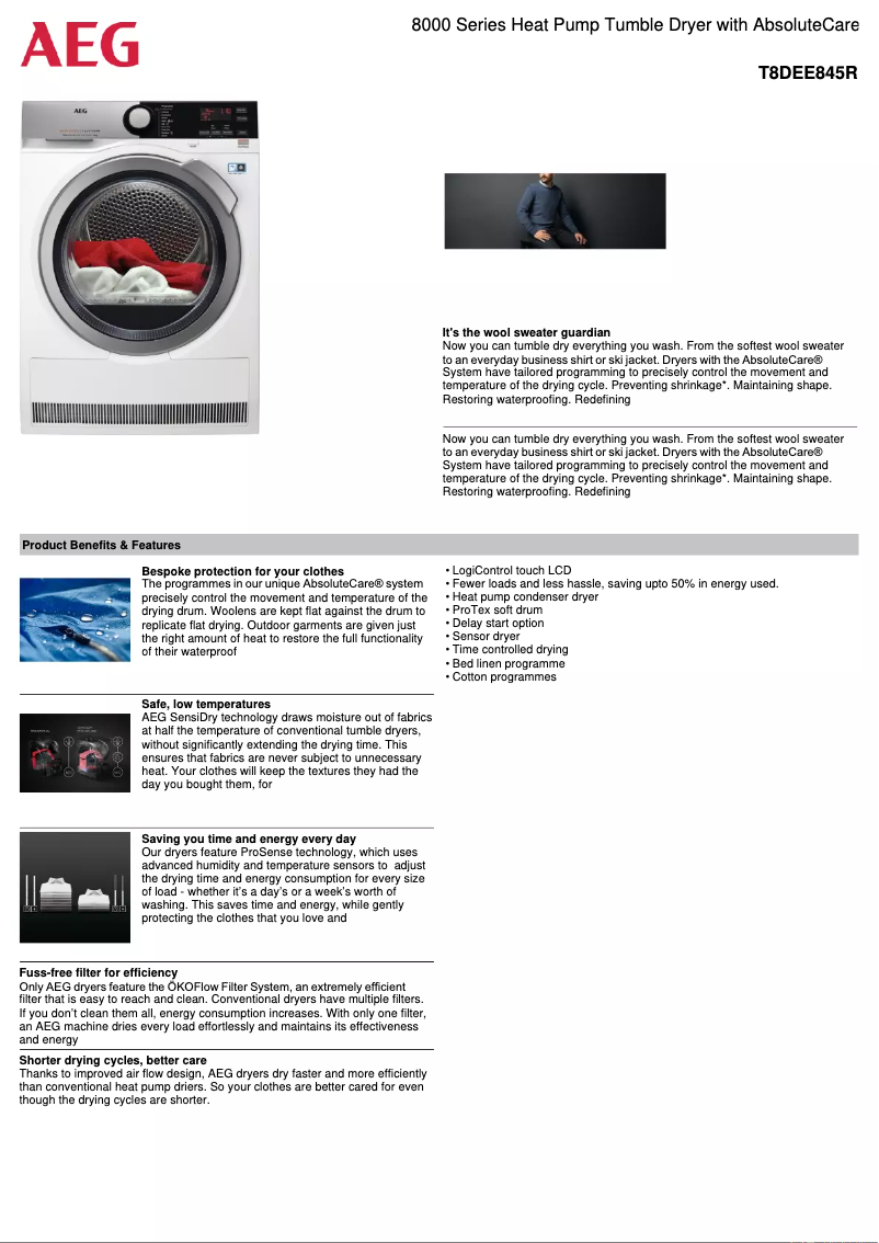 Image de la première page du manuel de l'appareil T8DEE845R