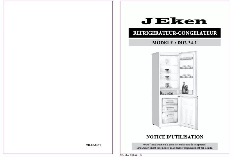 Page 1 de la notice Manuel utilisateur Jeken DD2-34-1