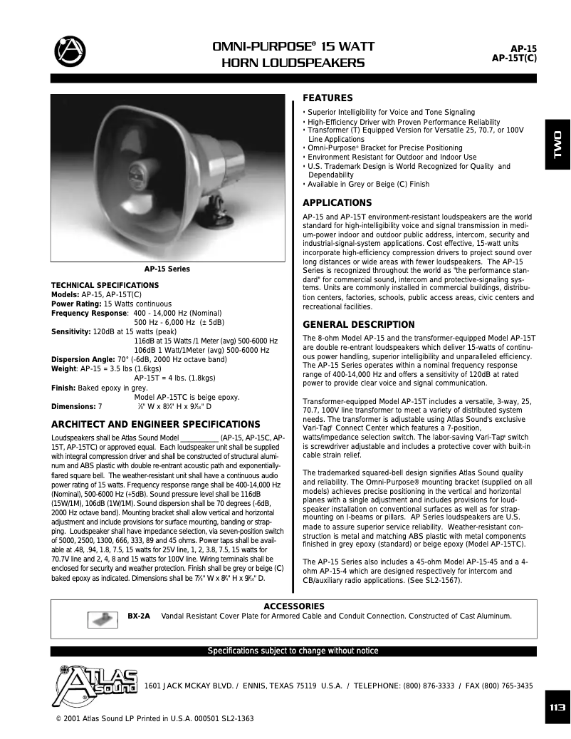 Image de la première page du manuel de l'appareil AP-15TC