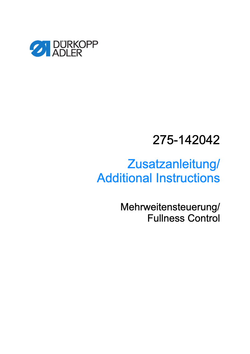 Page 1 of the manual Installation Guide Dürkopp Adler 275