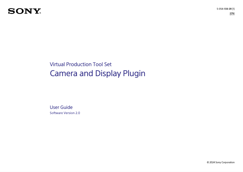 Page 1 de la notice Manuel utilisateur Sony Camera and Display Plugin