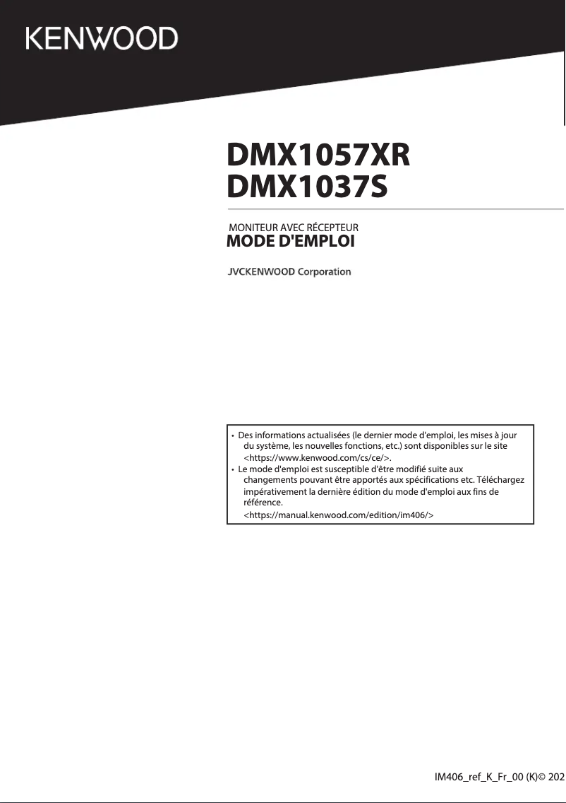 Page n°1 - Manuel utilisateur Kenwood DMX1057XR