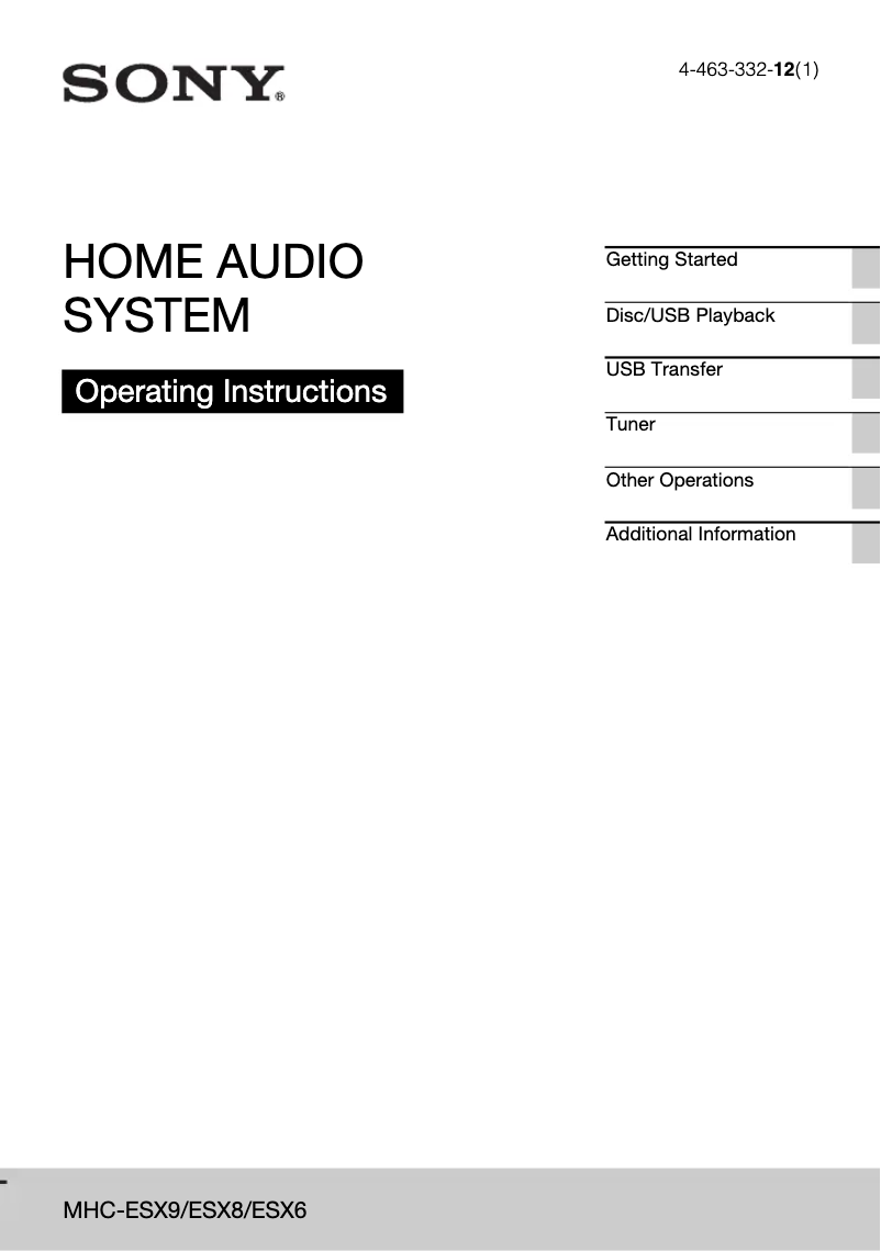 Page n°1 - Manuel utilisateur Sony MHC-ESX9