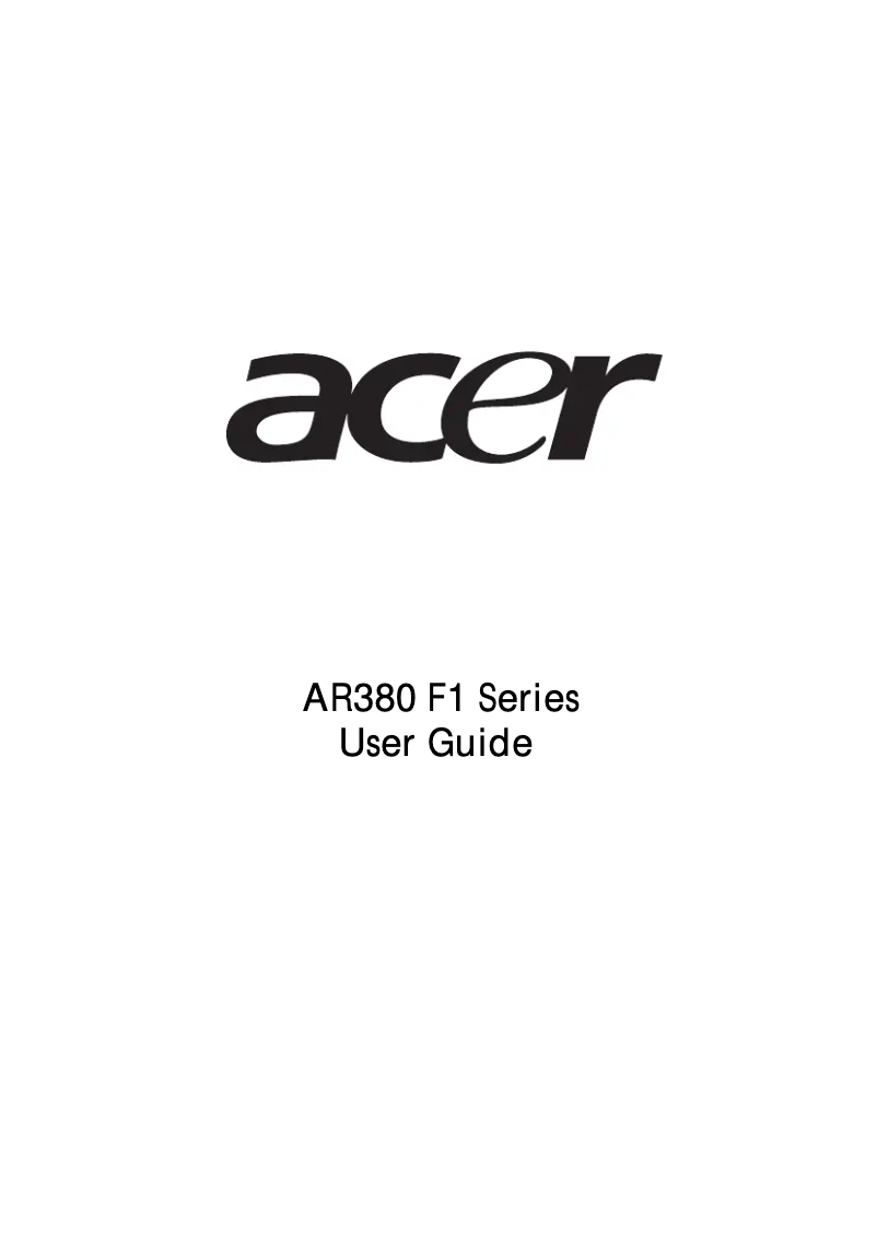 Page 1 de la notice Manuel utilisateur Acer AR380 F1