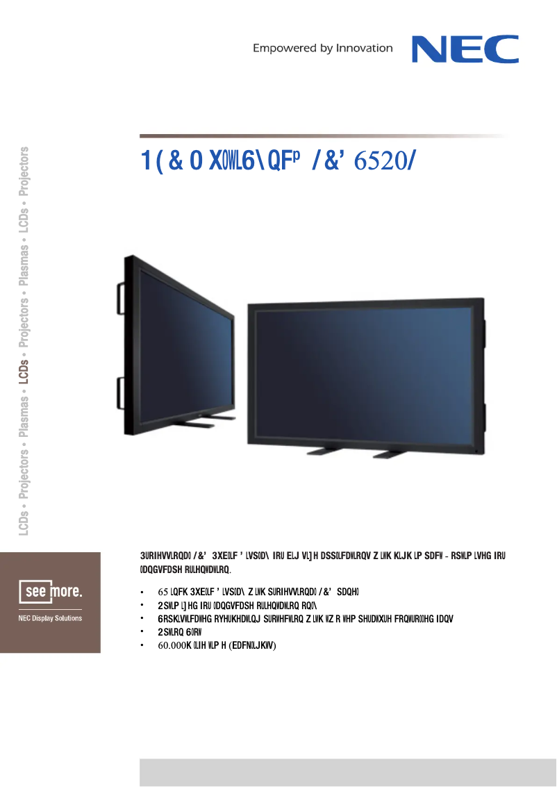 Página 1 del manual Ficha técnica NEC MultiSync LCD6520L