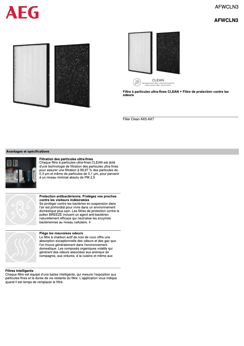Page n°1 - Manuel utilisateur AEG AFWCLN3