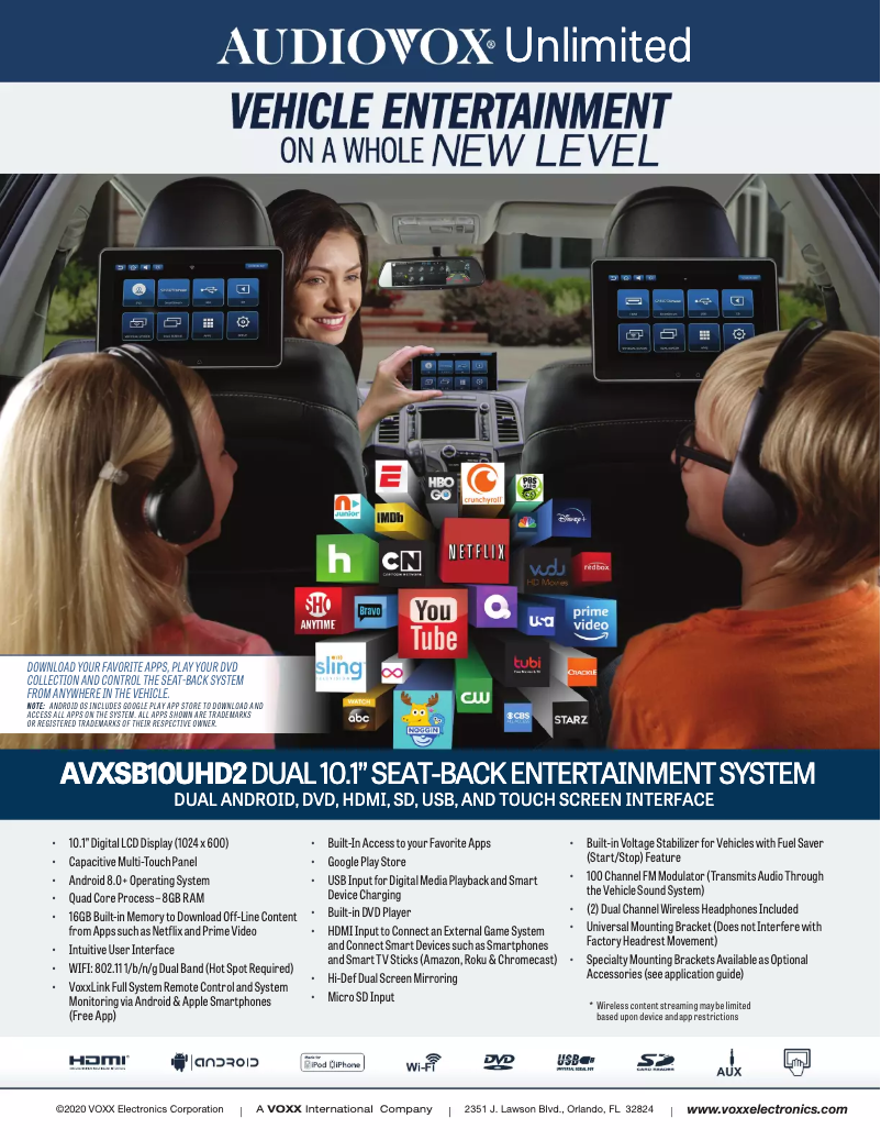 Page 1 de la notice Fiche technique VOXX AMAVXSB10UHD2