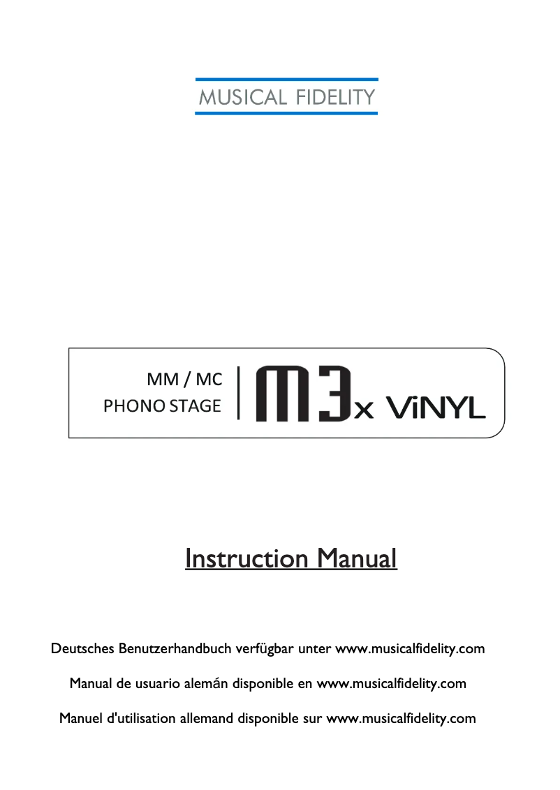 Page 1 de la notice Manuel utilisateur Musical Fidelity M3x Vinyl