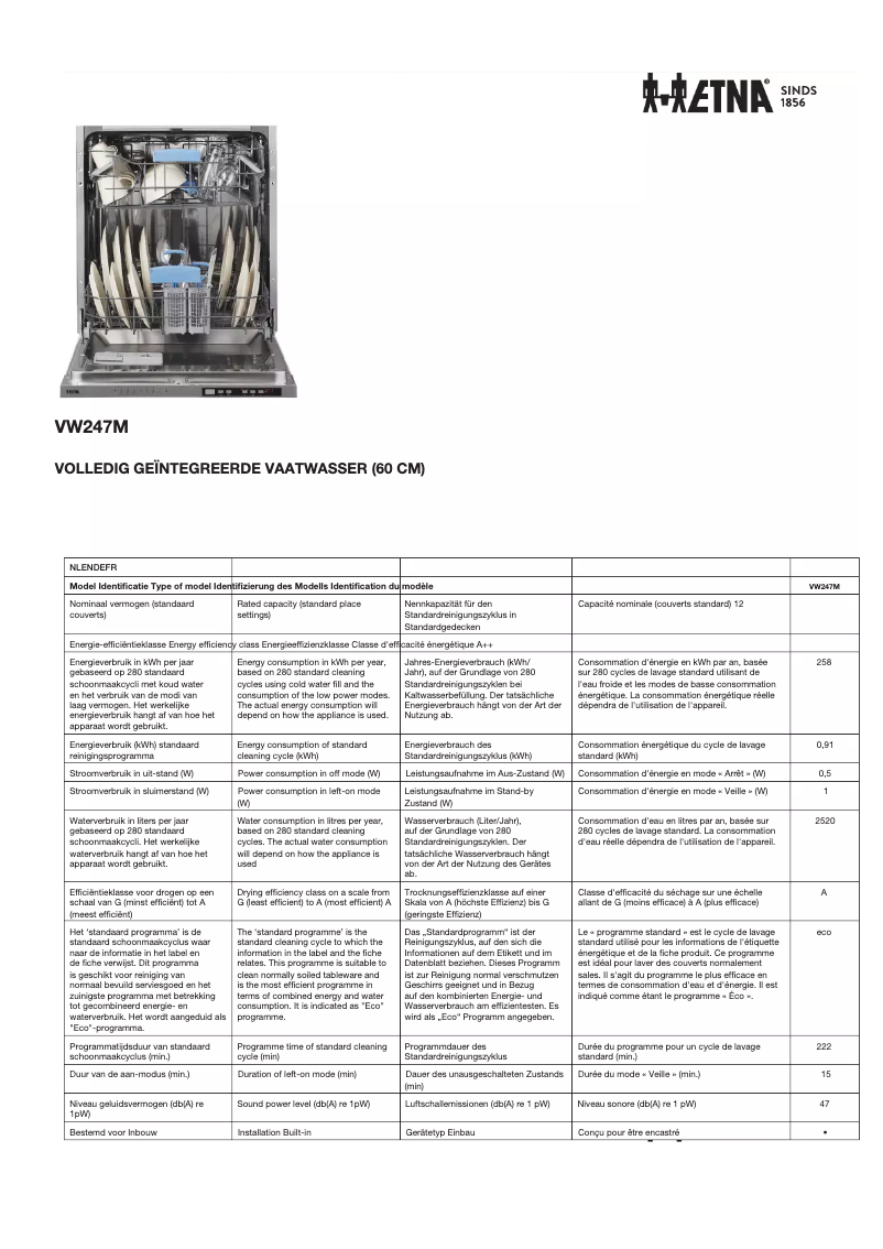 Image de la première page du manuel de l'appareil VW247M
