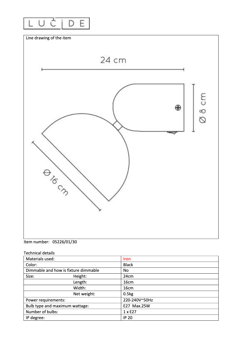 Page 1 de la notice Manuel utilisateur Lucide Vidor