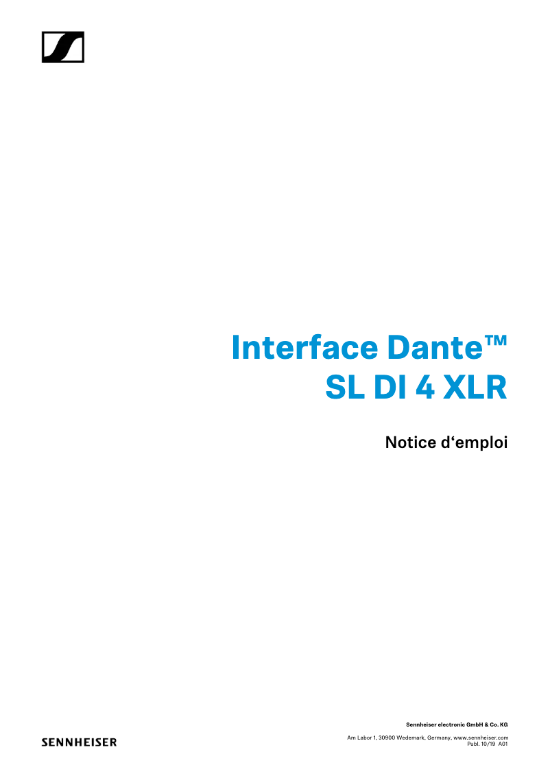 Image de la première page du manuel de l'appareil SL DI 4 XLR
