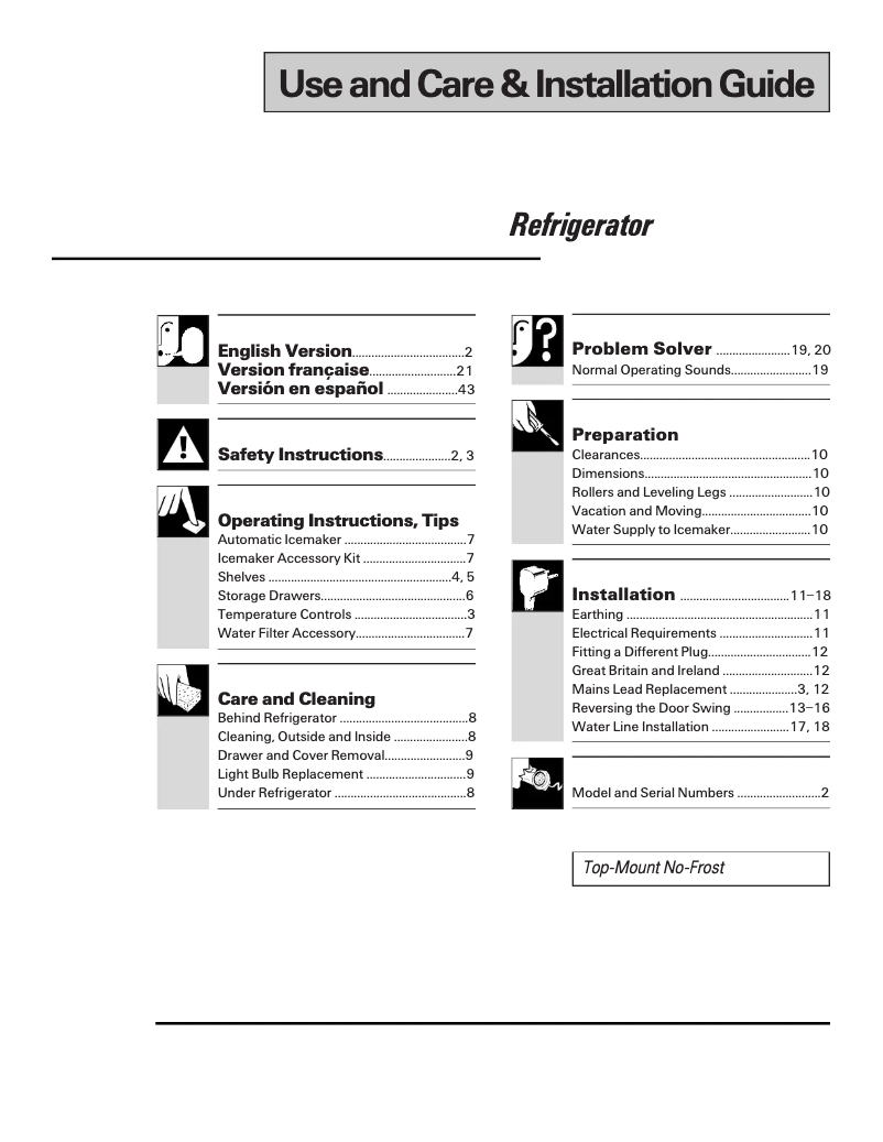 Page 1 de la notice Manuel utilisateur GE Profile TPG21BRDWW