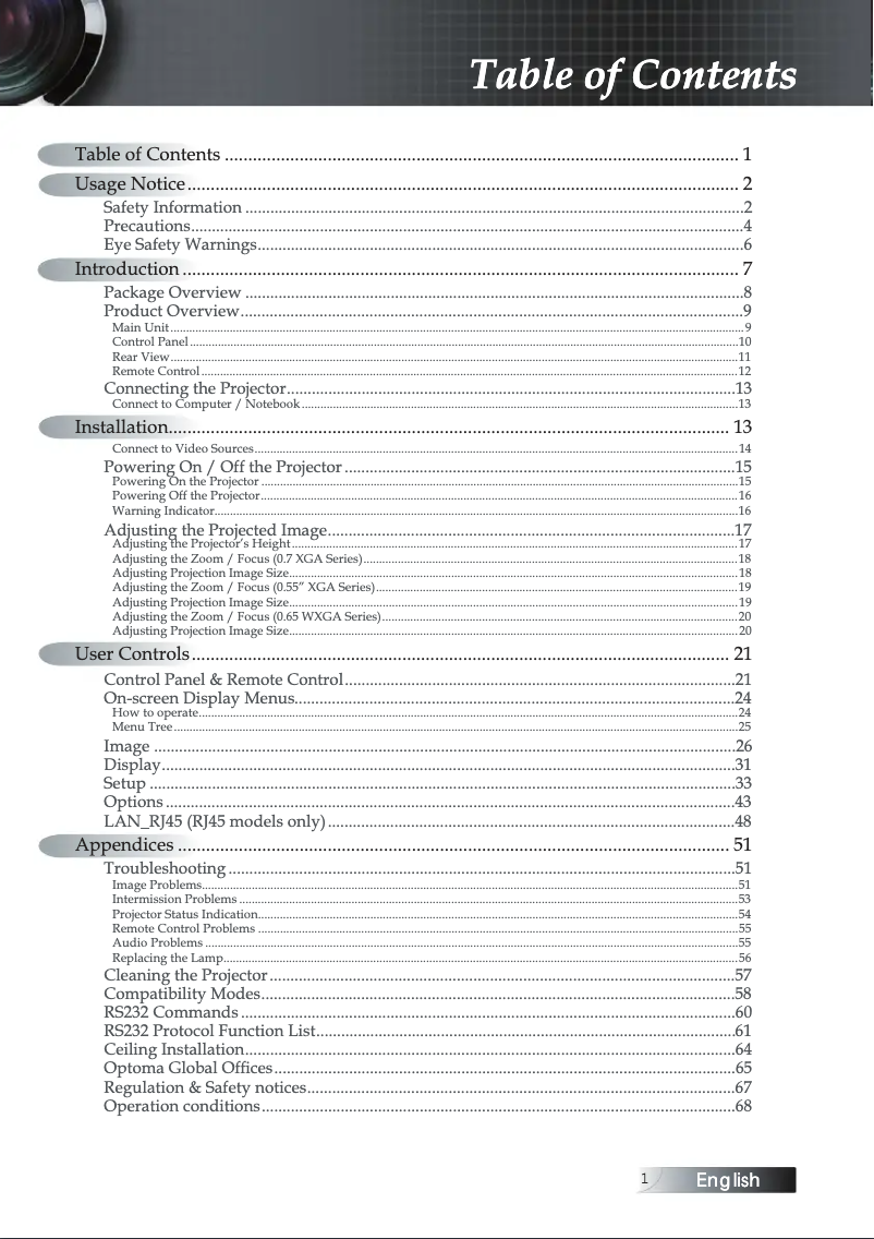 Page n°1 - Manuel utilisateur Optoma TWR1693