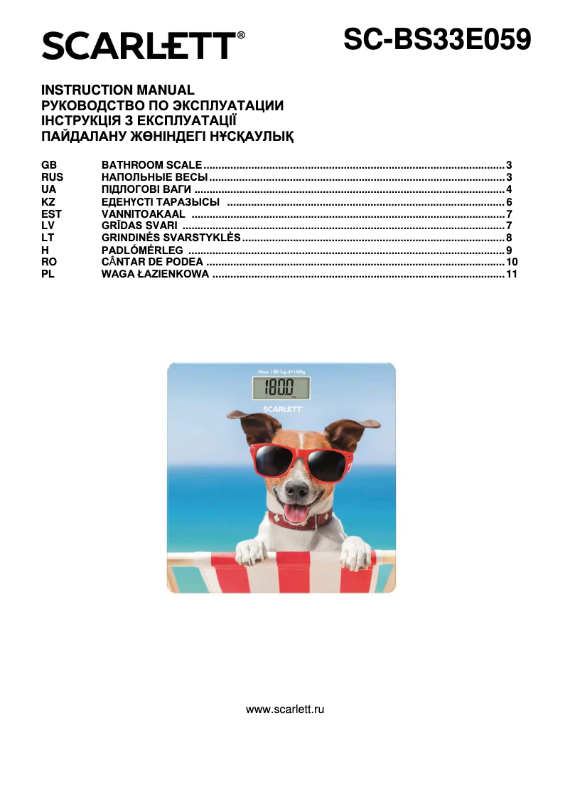 Page 1 de la notice Manuel utilisateur Scarlett SC-BS33E059