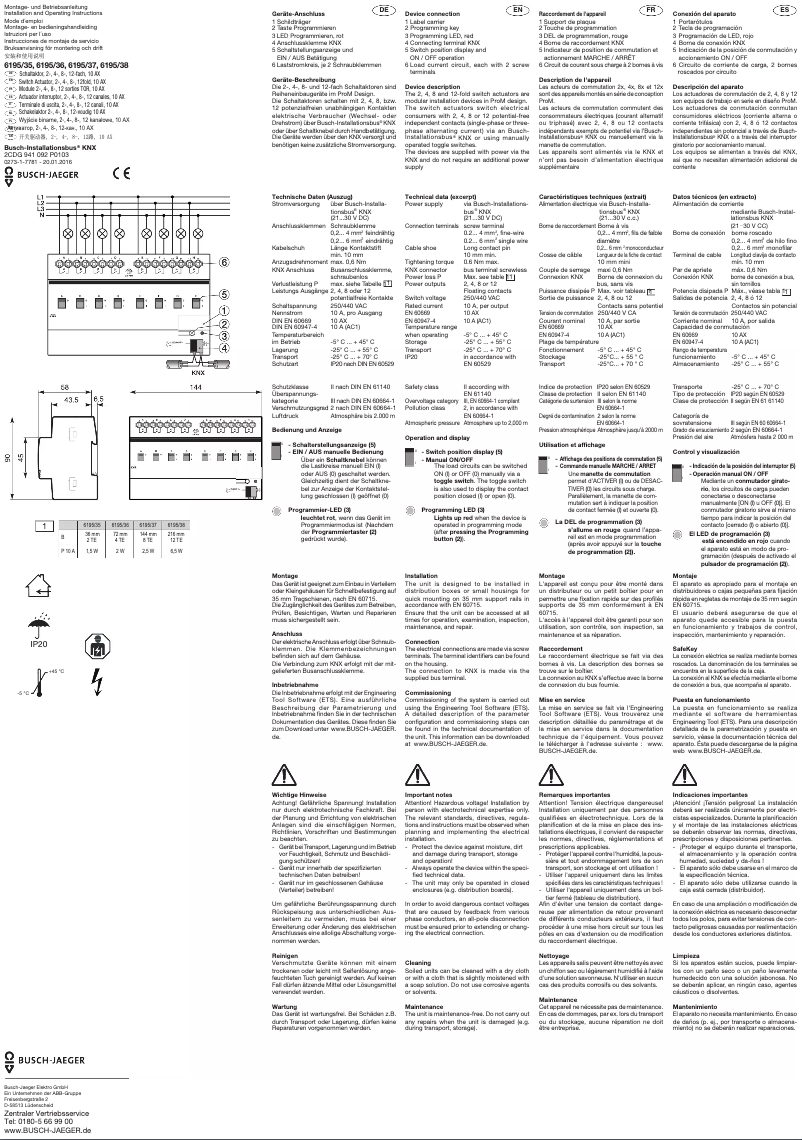 Page n°1 - Manuel utilisateur Busch-Jaeger 2CKA006189A0097