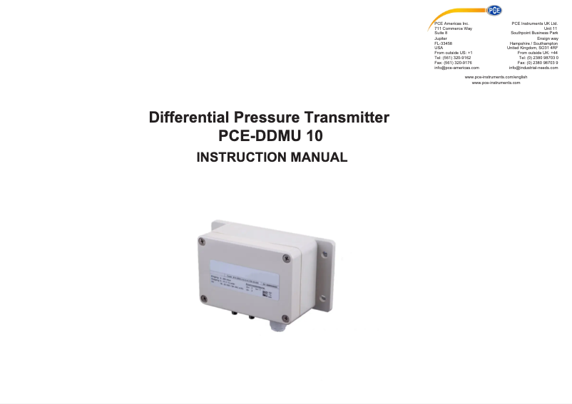 Image de la première page du manuel de l'appareil PCE-DDMU 10