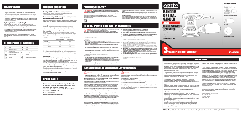 Page 1 de la notice Manuel utilisateur Ozito ROS-2000U