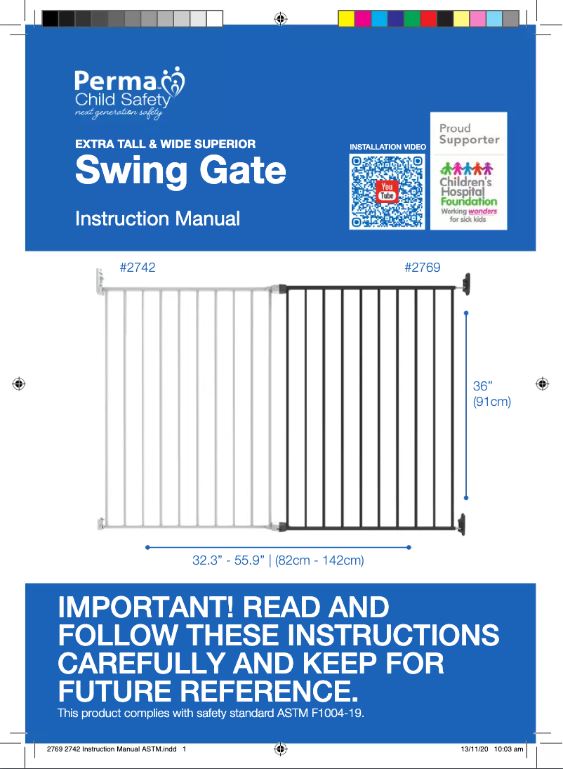 Image de la première page du manuel de l'appareil Extra Tall & Wide Superior Swing Gate