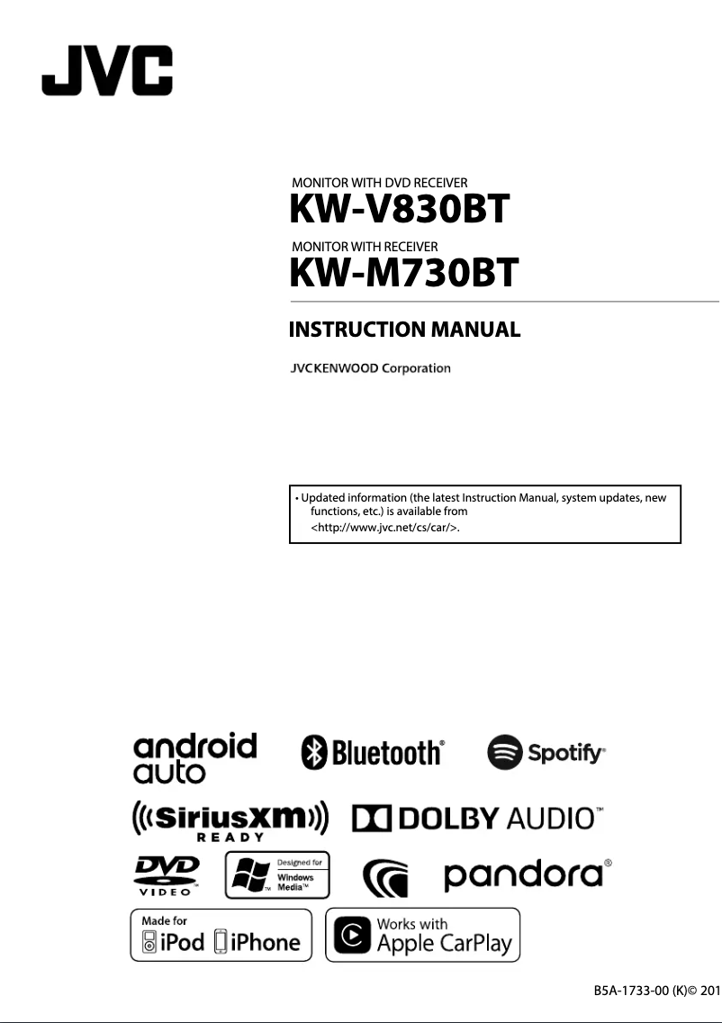 Page n°1 - Manuel utilisateur JVC KW-V830BT