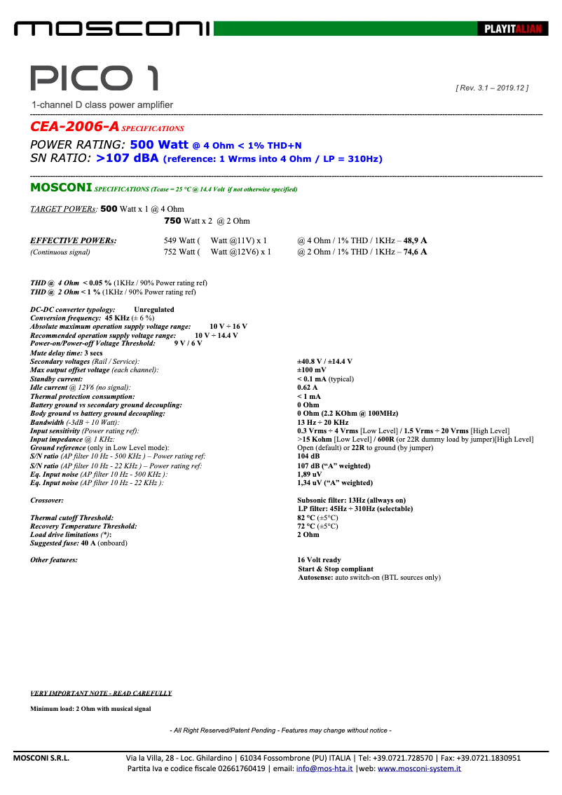 Image de la première page du manuel de l'appareil Gladen Pico 1