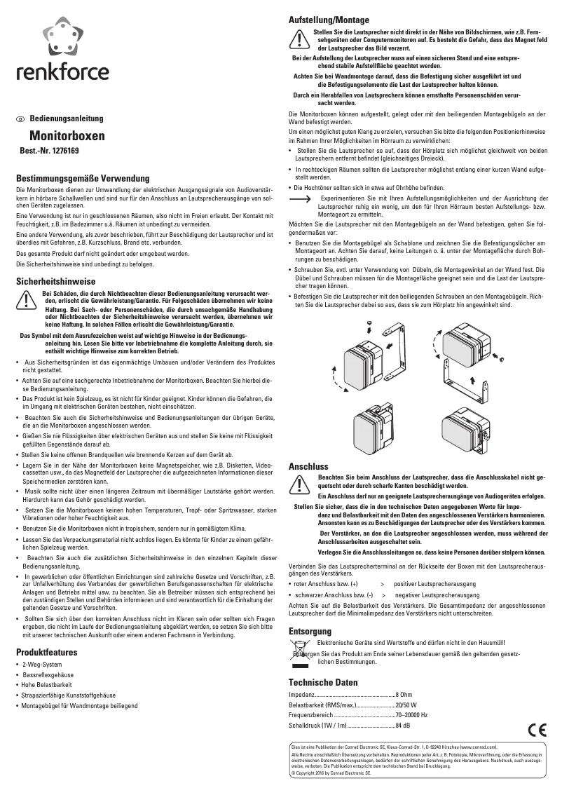Page 1 de la notice Manuel utilisateur Renkforce Control 150