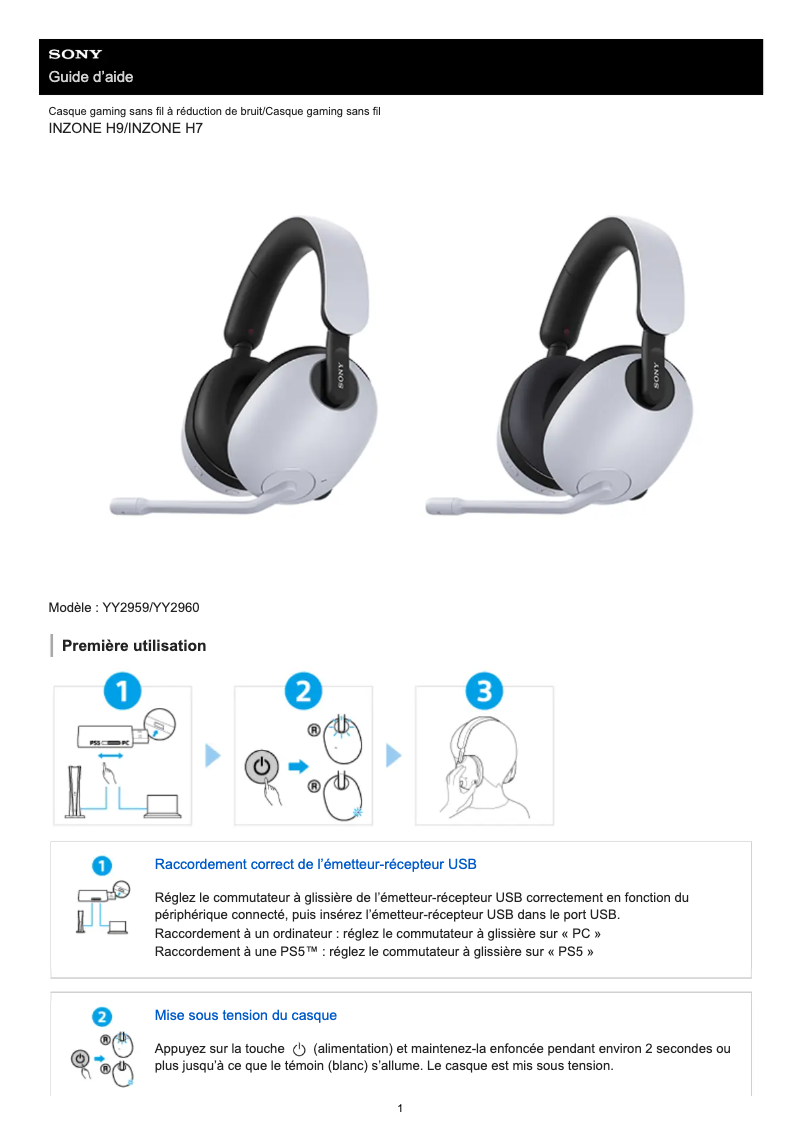 Página 1 del manual Manual de usuario Sony INZONE H5