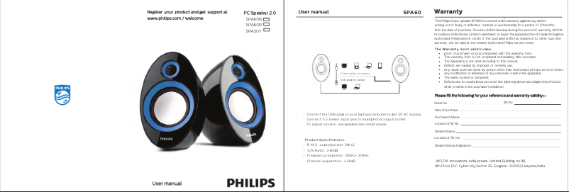 Page n°1 - Manuel utilisateur Philips SPA60R