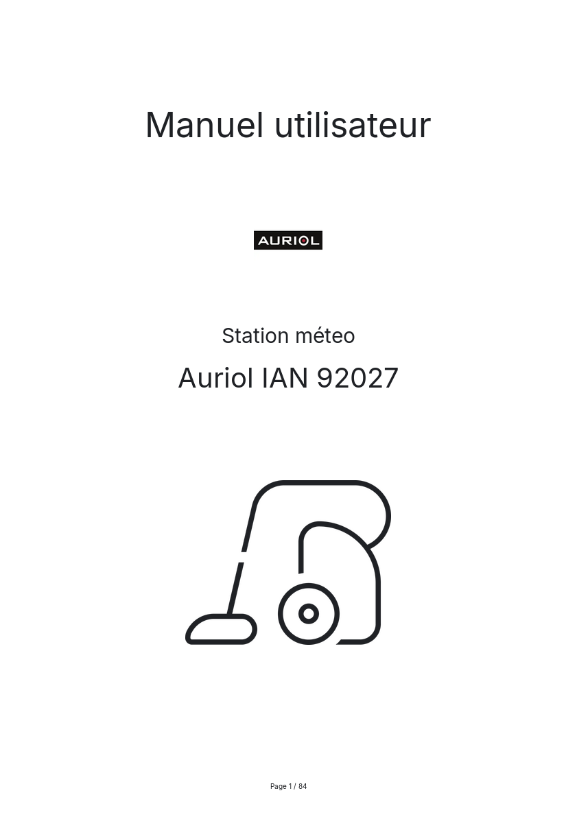 Image de la première page du manuel de l'appareil IAN 92027