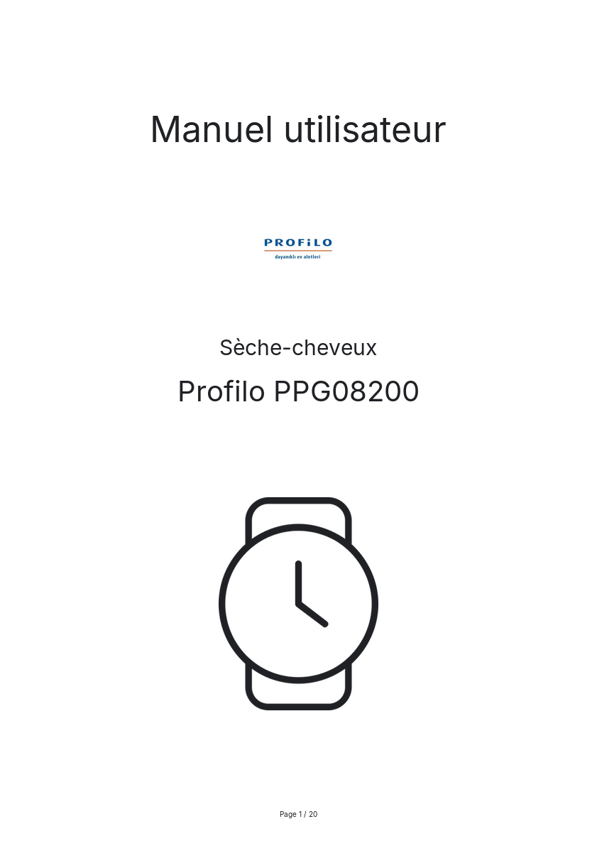 Image de la première page du manuel de l'appareil PPG08200