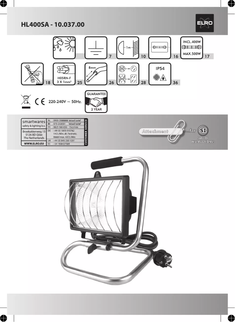 Página 1 del manual Manual de usuario Elro HL400SA