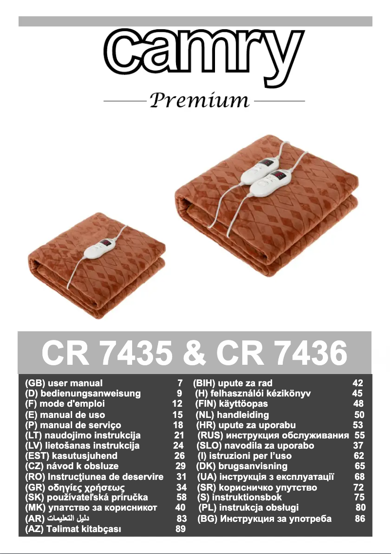 Page n°1 - Manuel utilisateur Camry CR 7436