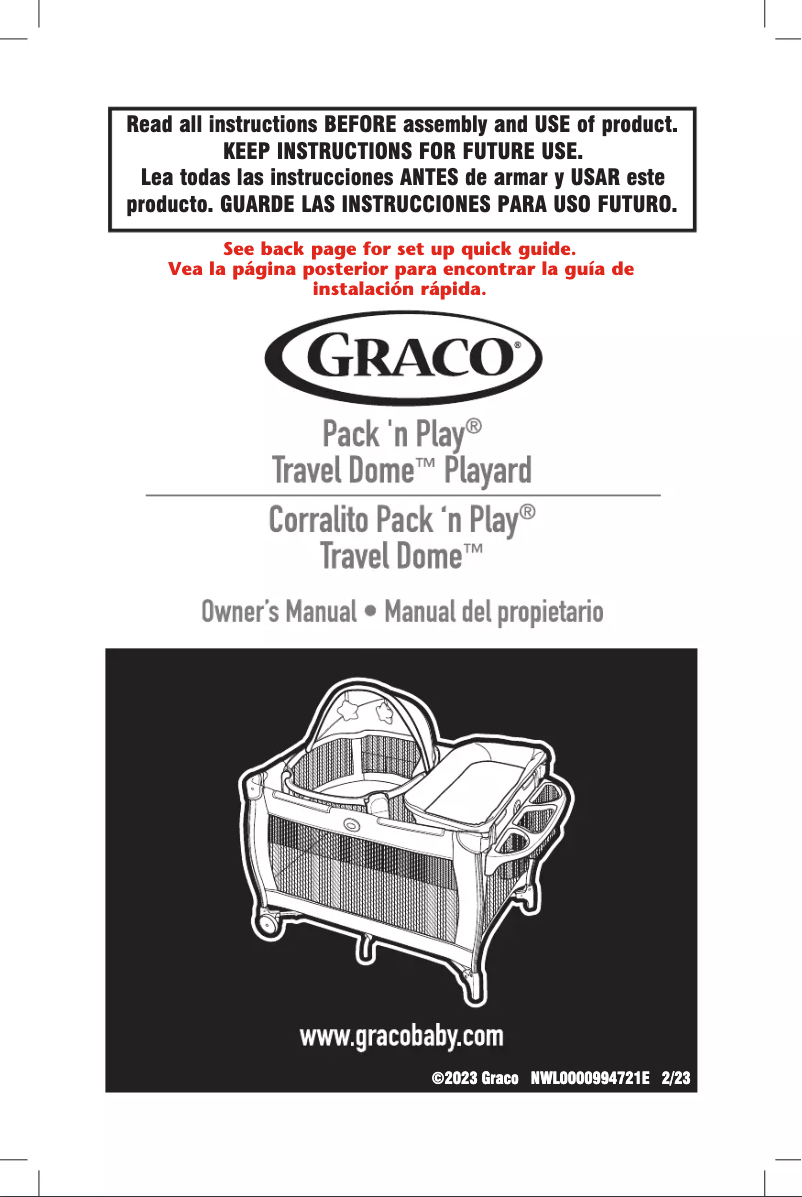 Page n°1 - Manuel utilisateur Graco Pack 'n Play Travel Dome