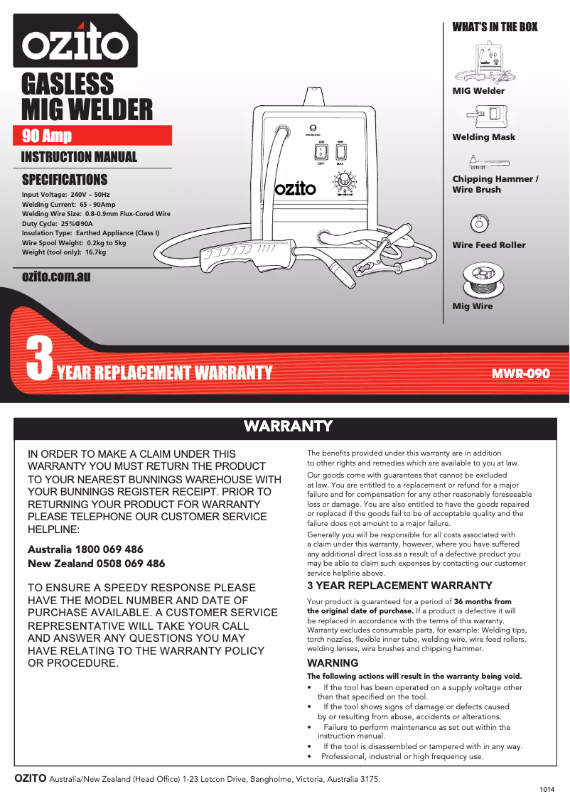 Image de la première page du manuel de l'appareil MWR-090