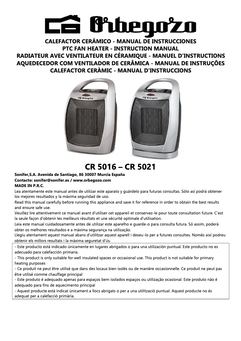 Image de la première page du manuel de l'appareil CR 5016