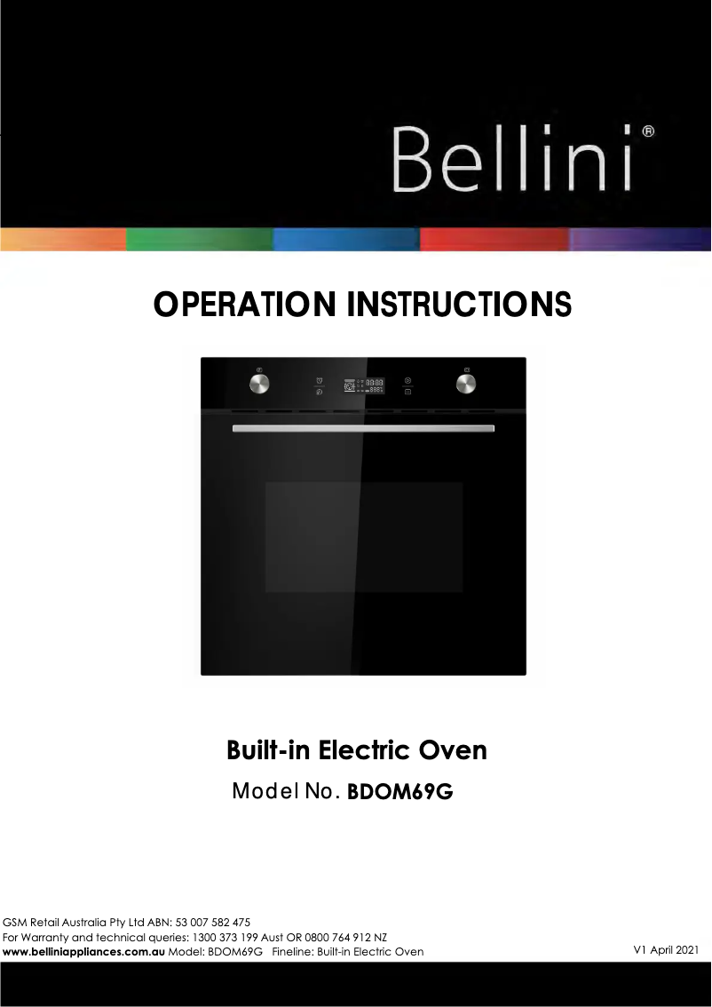 Página 1 del manual Manual de usuario Bellini BOM609G