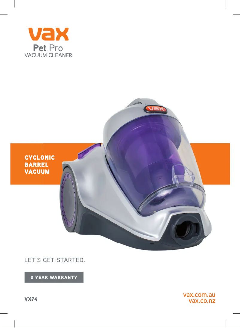 Página 1 del manual Manual de usuario Vax Pet Pro VX74