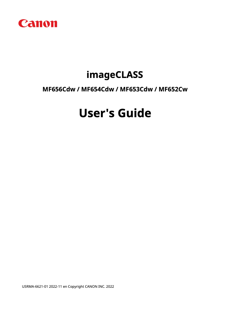 Page n°1 - Manuel utilisateur Canon imageCLASS MF653Cdw