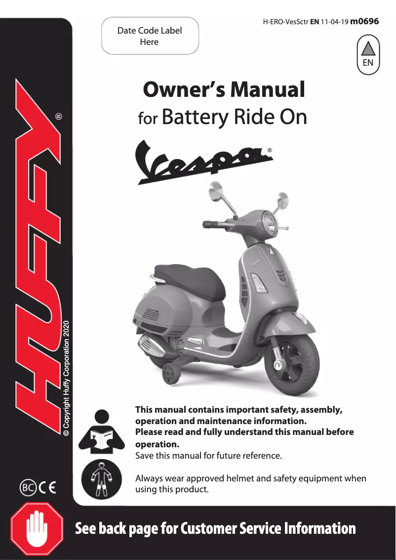 Page 1 de la notice Manuel utilisateur Huffy Vespa