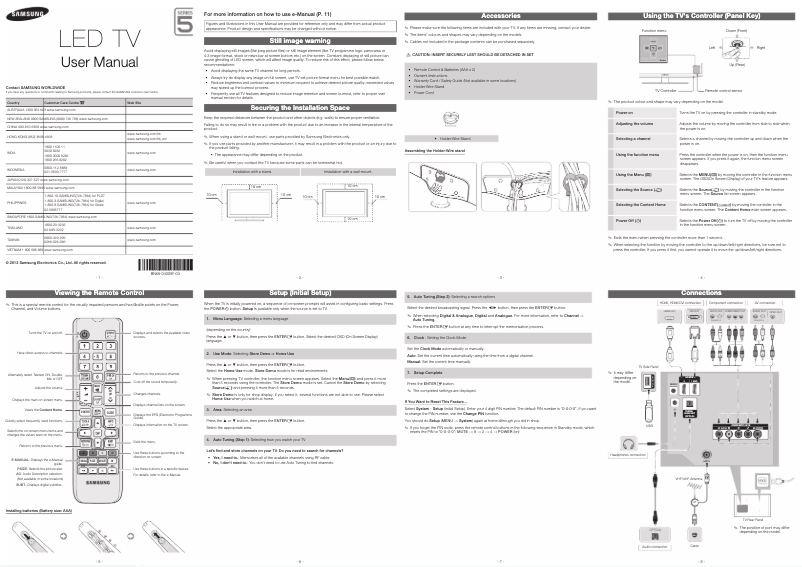 Page 1 de la notice Manuel utilisateur Samsung UA40EH5000M