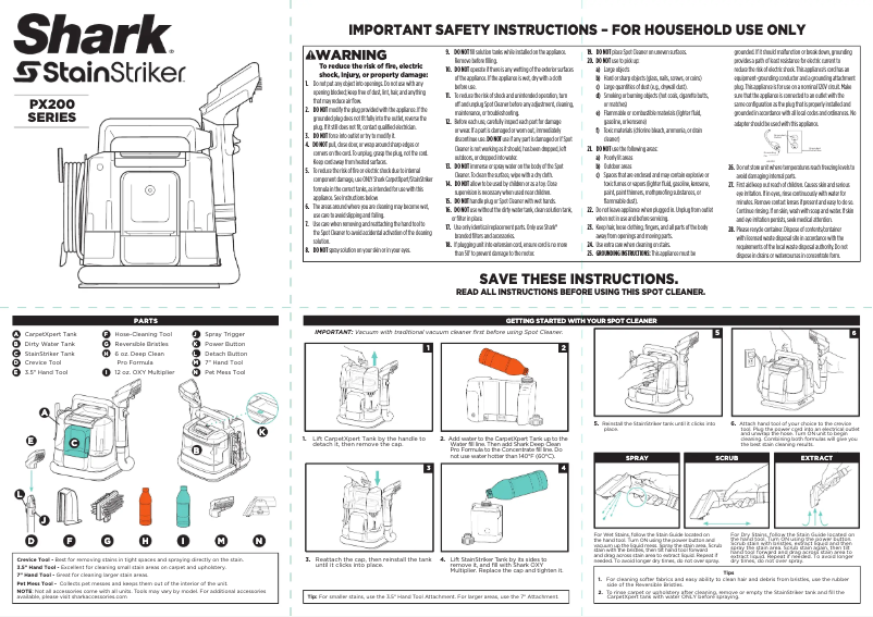 Page 1 de la notice Manuel utilisateur Shark StainStriker PX201