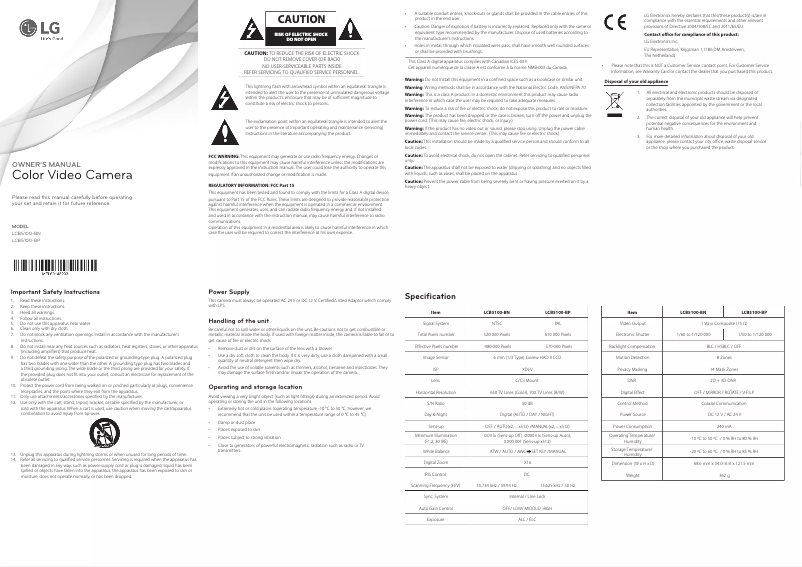 Image de la première page du manuel de l'appareil LCB5100-BP