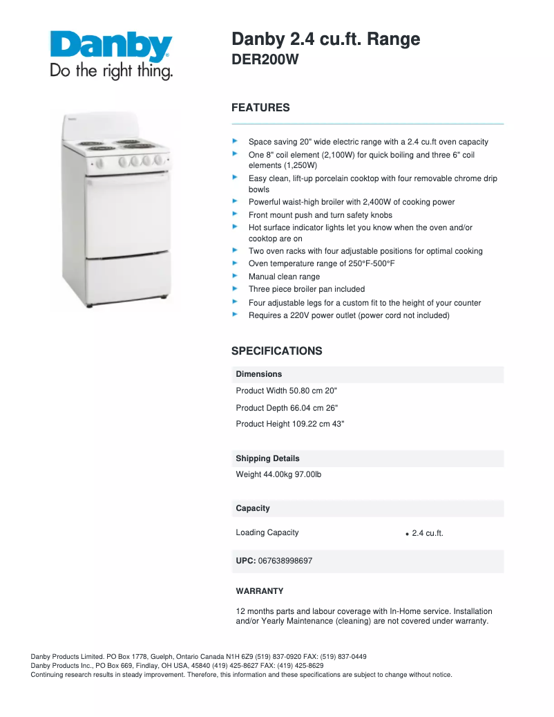 Image de la première page du manuel de l'appareil DER200W
