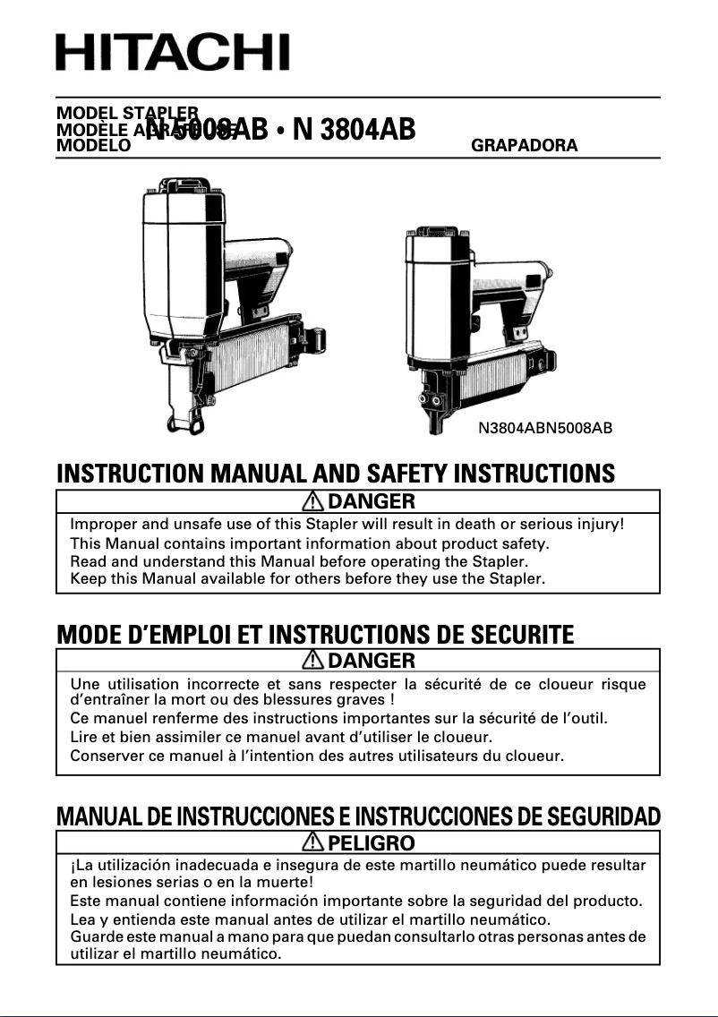 Page n°1 - Manuel utilisateur Hitachi N5008AB