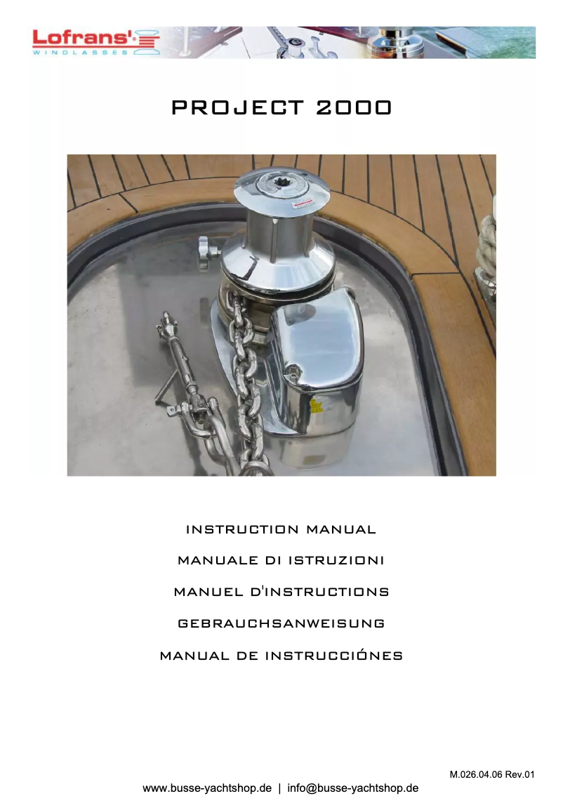 Page 1 de la notice Manuel utilisateur Lofrans Project 2000