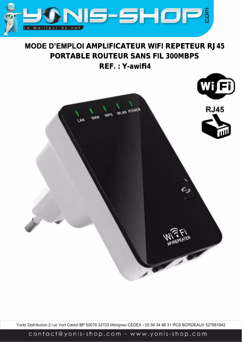 Page 1 de la notice Manuel utilisateur Yonis Y-awifi4