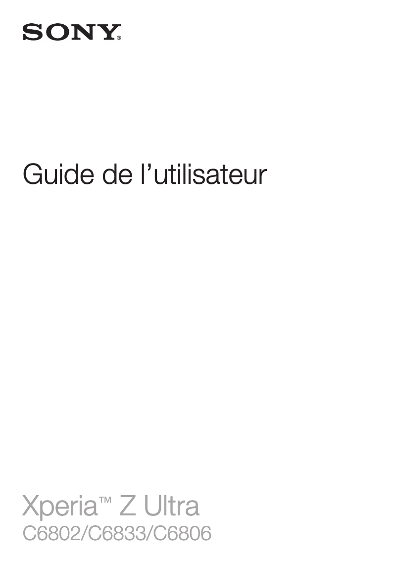 Page 1 de la notice Manuel utilisateur Sony Ericsson Xperia Z Ultra