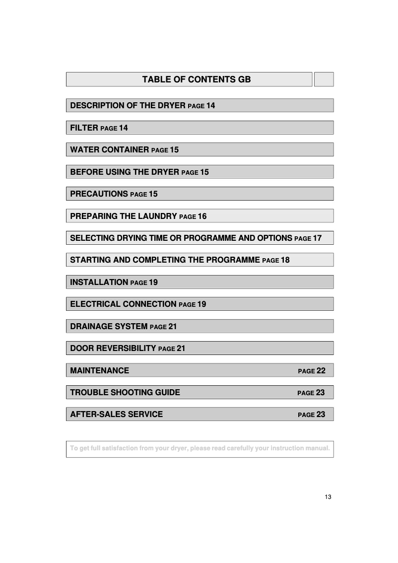 Page n°1 - Manuel utilisateur Bauknecht TRK 5822