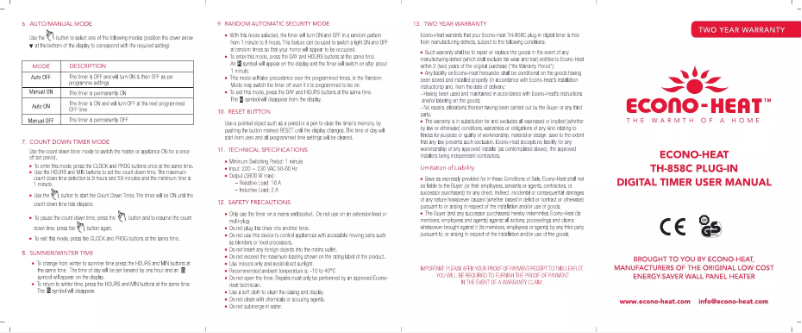 Image de la première page du manuel de l'appareil TH-858C