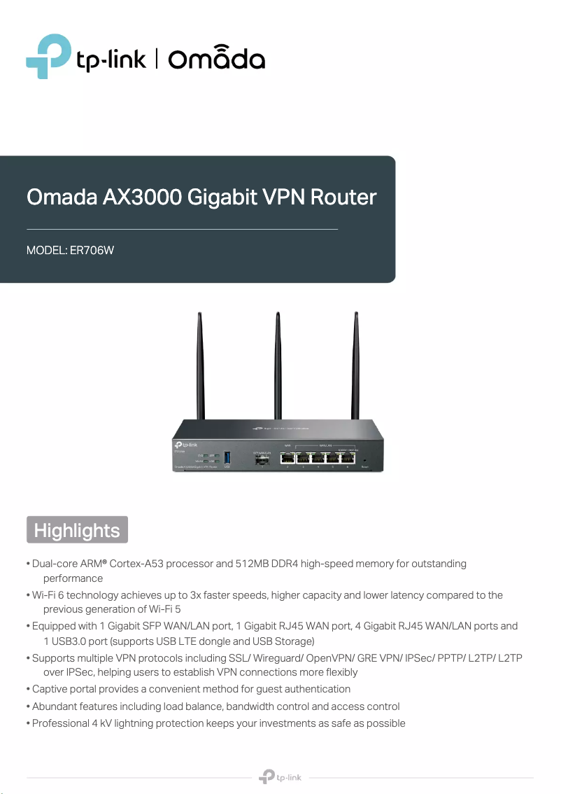 Page n°1 - Fiche technique TP-Link ER706W